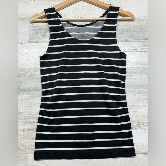 Worthington Suitable Seamless Stretchy Black & White Striped Tank Top Size S/M - Picture 3 of 5